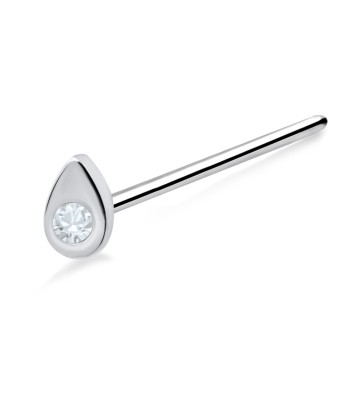 Drop Stone Shaped Silver Straight Nose Stud NSKA-202